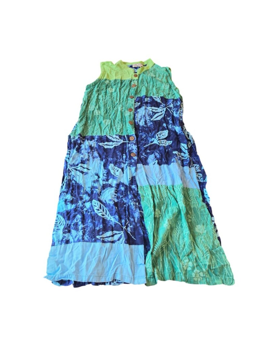 Vintage 90s The Planet Blue Floral Rayon 2pc Dress Set Boho Hippie Festival XL - Picture 9 of 14